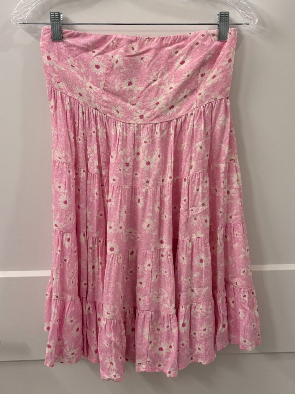 Sky to Moon “Luv Letter” Pink Floral Strapless Mini Dress Size Medium